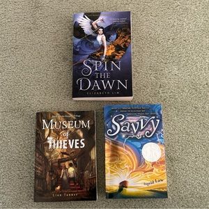 Lot of 3 books Museum of Thieves, Savvy, Spin the Dawn